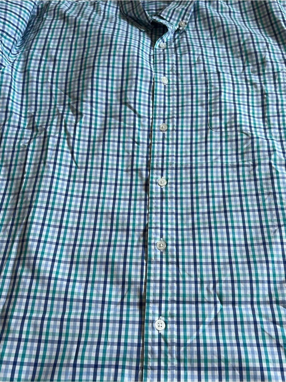J. Crew Blue, Green and White Plaid Button-Down Shirt Size XL